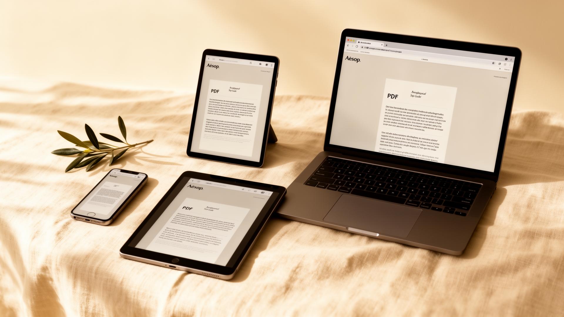 La guida PDF visualizzata su telefono, tablet e laptop